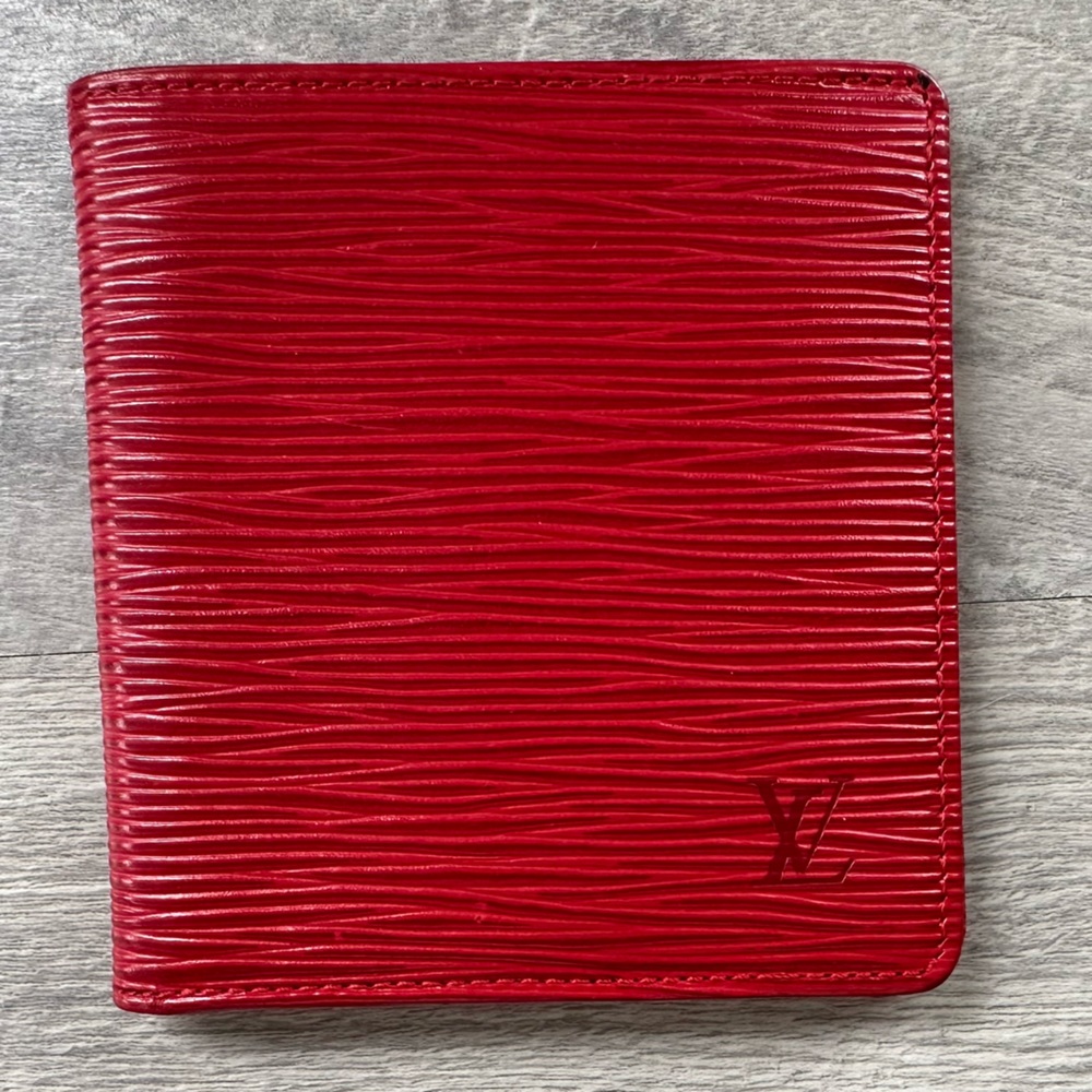 Louis Vuitton Red Epi Wallet Set